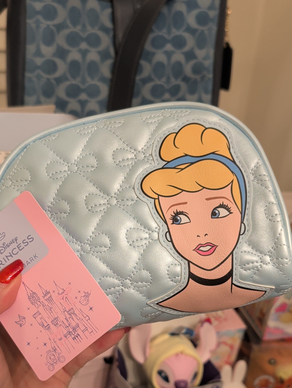 Cinderella Blue Quilted Cosmetic Pouch